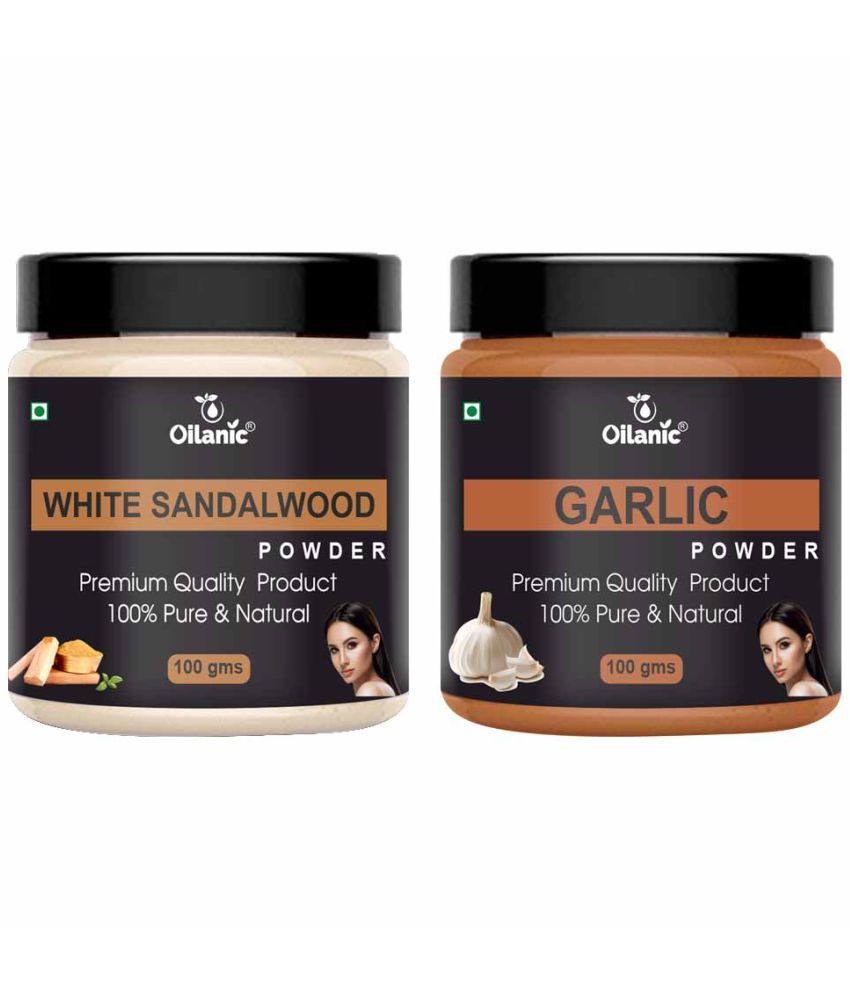     			Oilanic 100% White Sandalwood Powder & Garlic Powder For Skincare Hair Mask 200 g Pack of 2