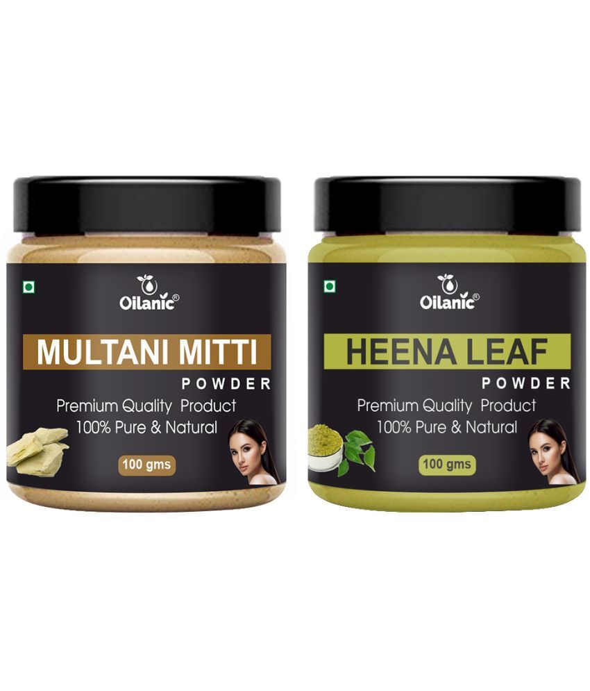     			Oilanic Pure Multani Mitti Powder & Heena Leaf Powder For Skin Hair Mask 200 g Pack of 2