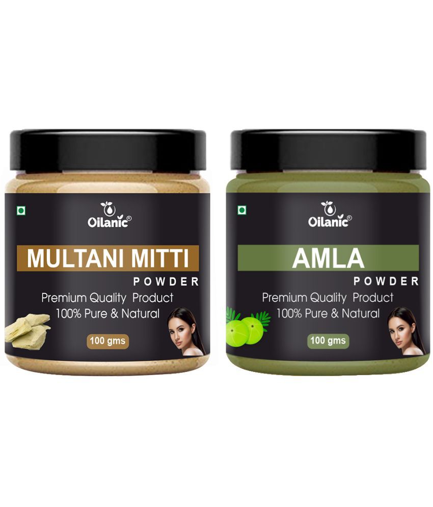     			Oilanic Pure Multani Mitti Powder & Amla Powder For Skincare Hair Mask 200 g Pack of 2