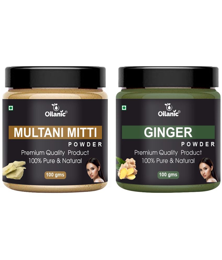     			Oilanic Pure Multani Mitti Powder & Ginger Powder For Skincare Hair Mask 200 g Pack of 2