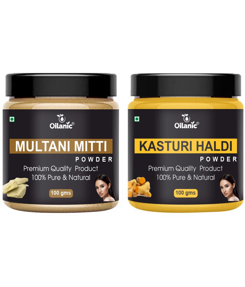     			Oilanic Pure Multani Mitti Powder & Kasturi Haldi Powder-Skin Hair Mask 200 g Pack of 2