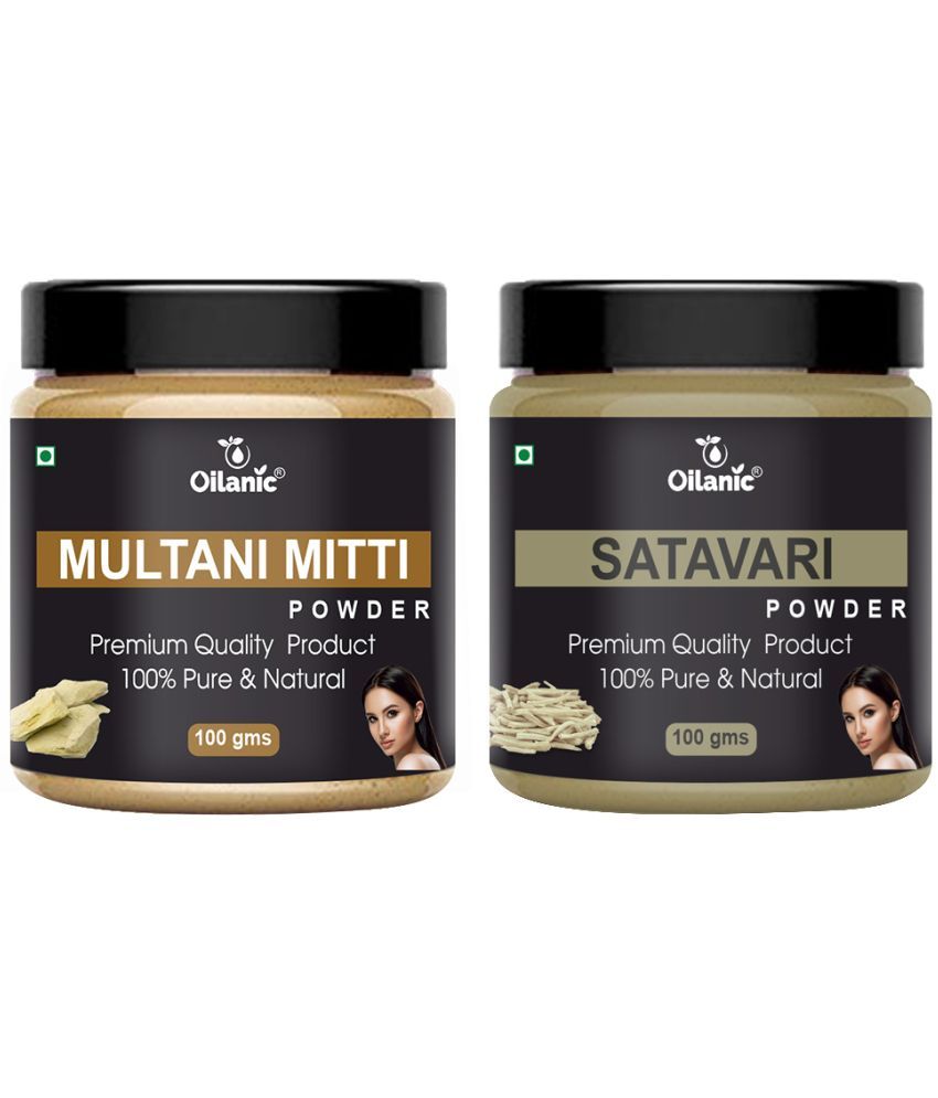     			Oilanic Pure Multani Mitti Powder & Satavari Powder For Skincare Hair Mask 200 g Pack of 2