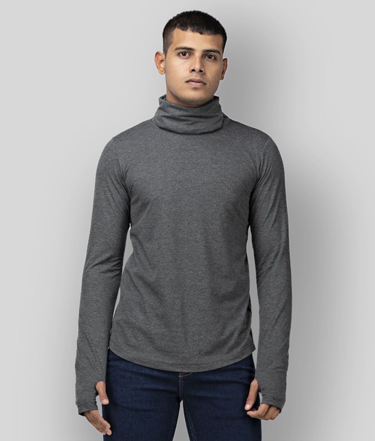     			Rigo - Melange Grey Cotton Slim Fit Men's T-Shirt ( Pack of 1 )