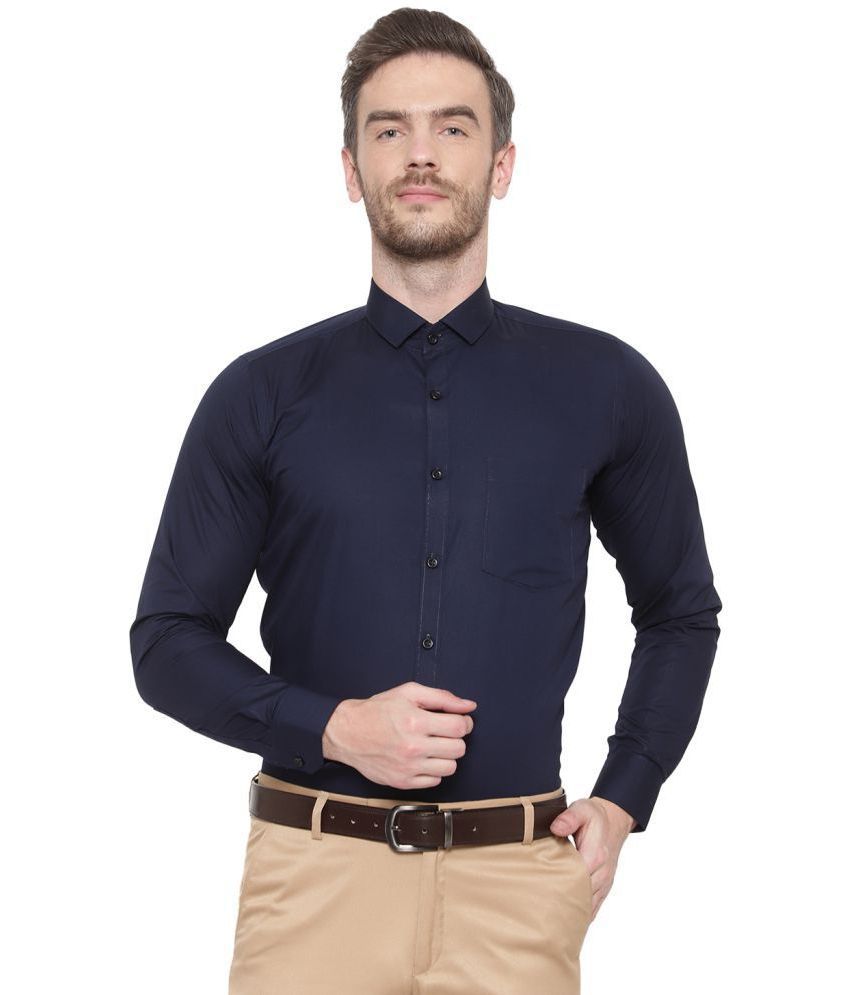     			SREY - 100% Cotton Slim Fit Navy Blue Men's Formal Shirt ( Pack of 1 )