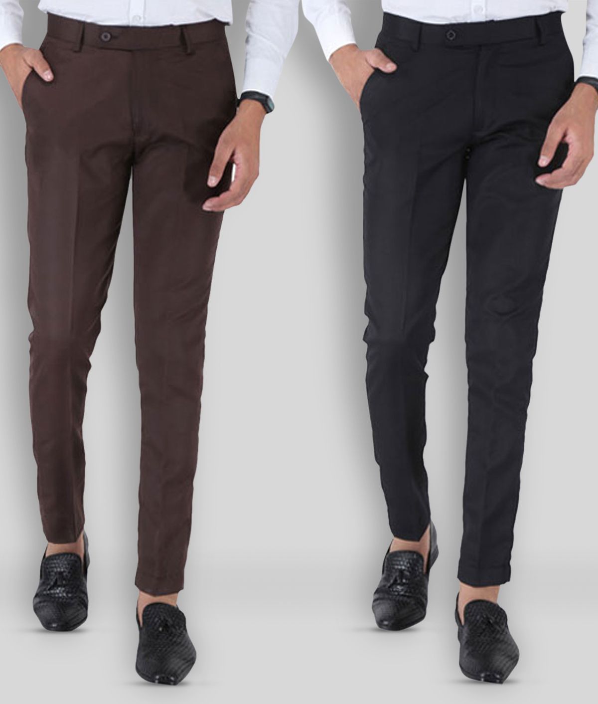     			SREY - Coffee Polycotton Slim - Fit Men's Chinos ( Pack of 2 )