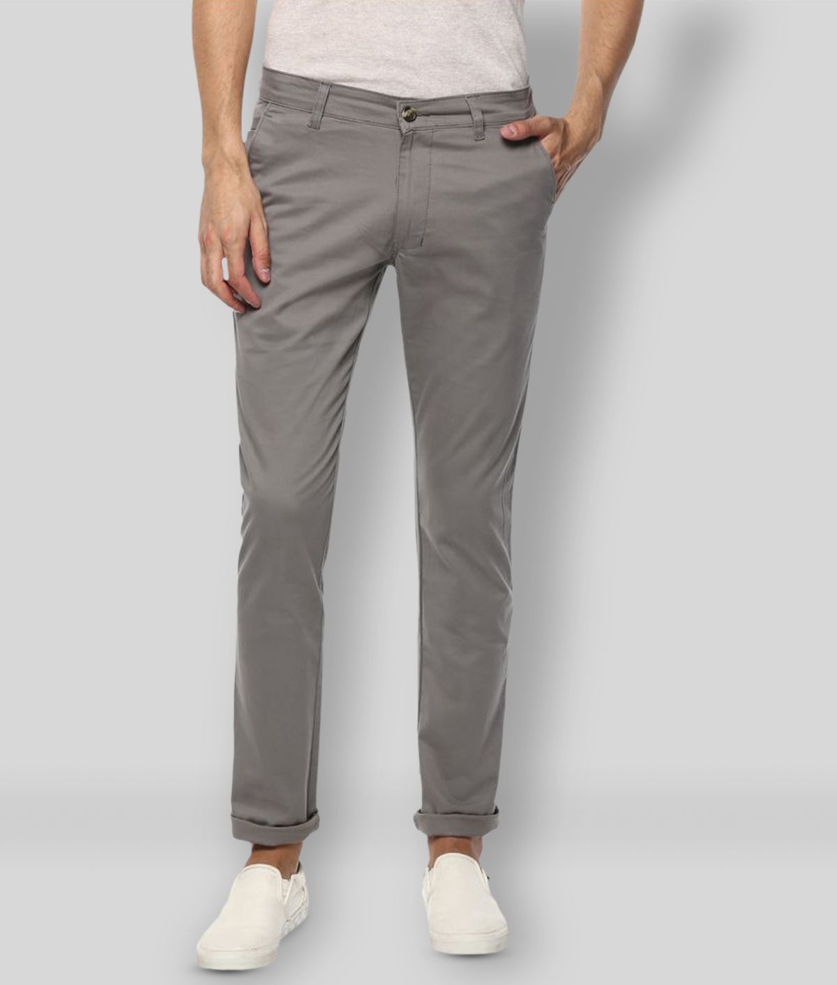 Urbano Fashion - Grey Cotton Slim Fit 