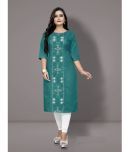 Hetsa - Turquoise Cotton Blend Women's A-line Kurti ( Pack of 1 )