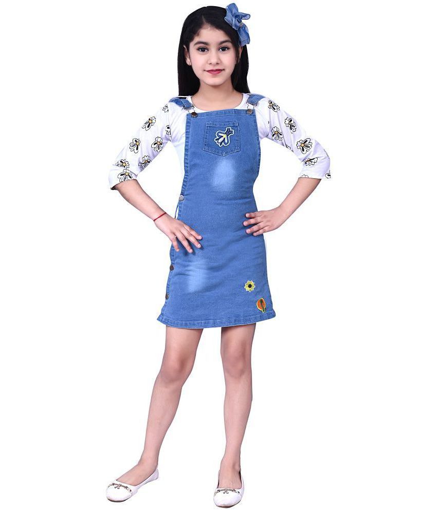     			Cherry Tree - Blue Denim Girls Top With Dungarees ( Pack of 1 )