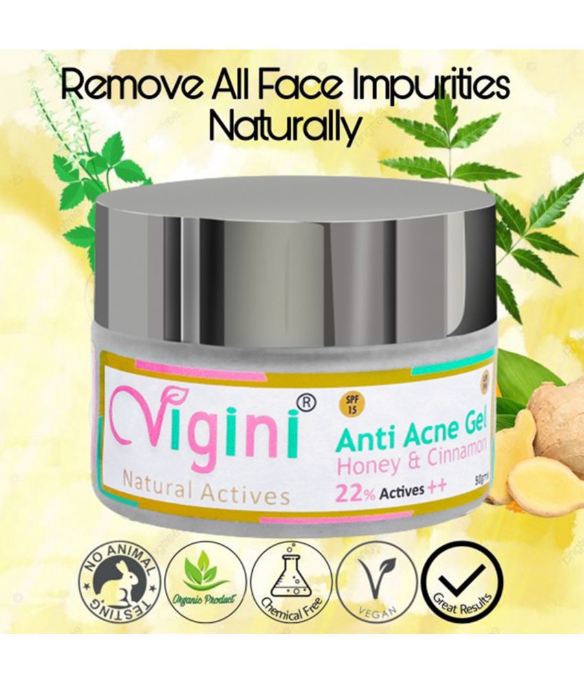     			VIGINI Anti Acne Face Cream Gel  Pimple Control Scars Spot Removal Honey Cinnamon Niacinamide SPF 15-50GM