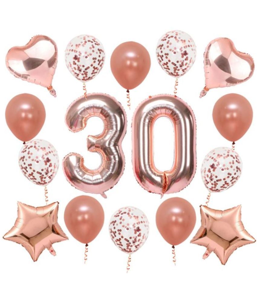     			Blooms Event    RoseDecoration Kit -  30  Rosenumber foil balloon, 2Pcs Rosestar foil ballon, 2Pcs Roseheart foil baloon, 5Pcs rosegold metallic balloon, 5Pcs Roseconfetti balloon.