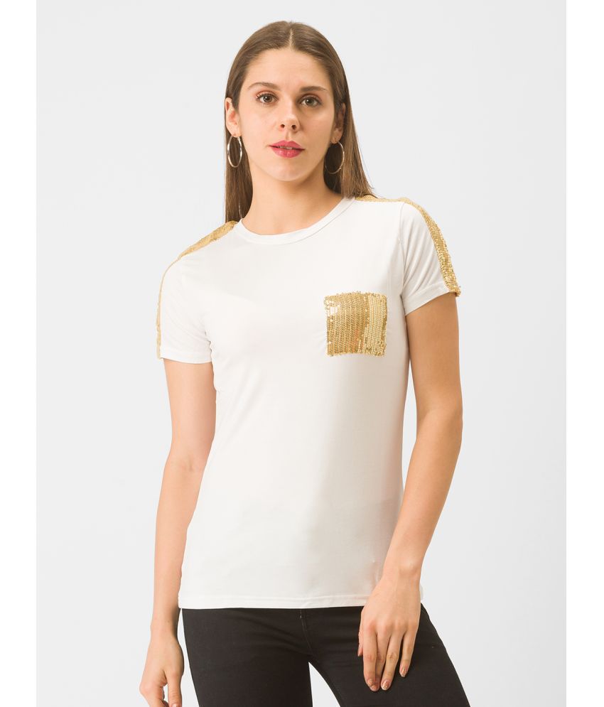 Globus - White Viscose Regular Women's T-Shirt ( Pack of 1 )
