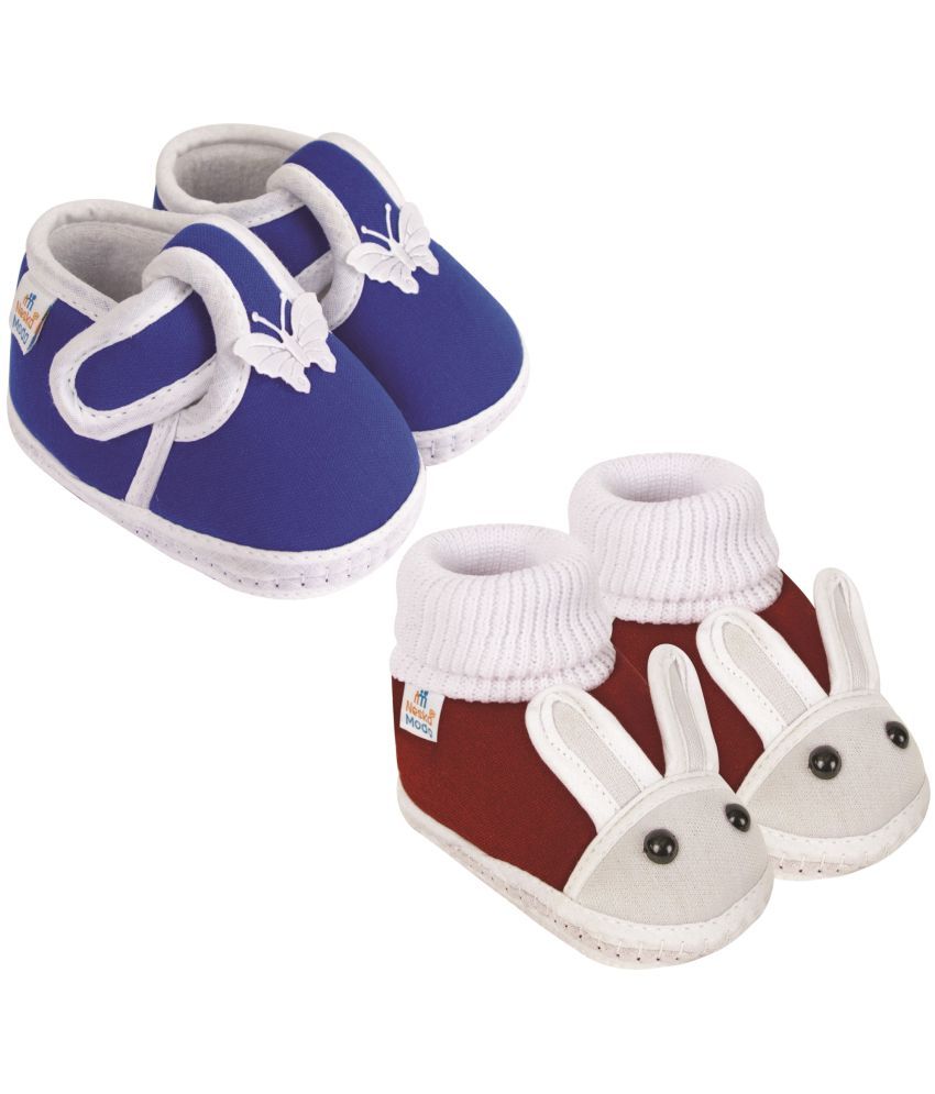     			Neska Moda - Blue Booties For Baby Boy & Baby Girl 9-12 Months ( Pack of 2 )