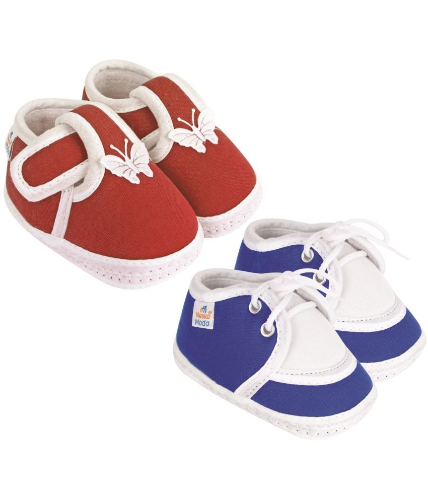     			Neska Moda - Blue Booties For Baby Boy & Baby Girl 3-6 Months ( Pack of 2 )