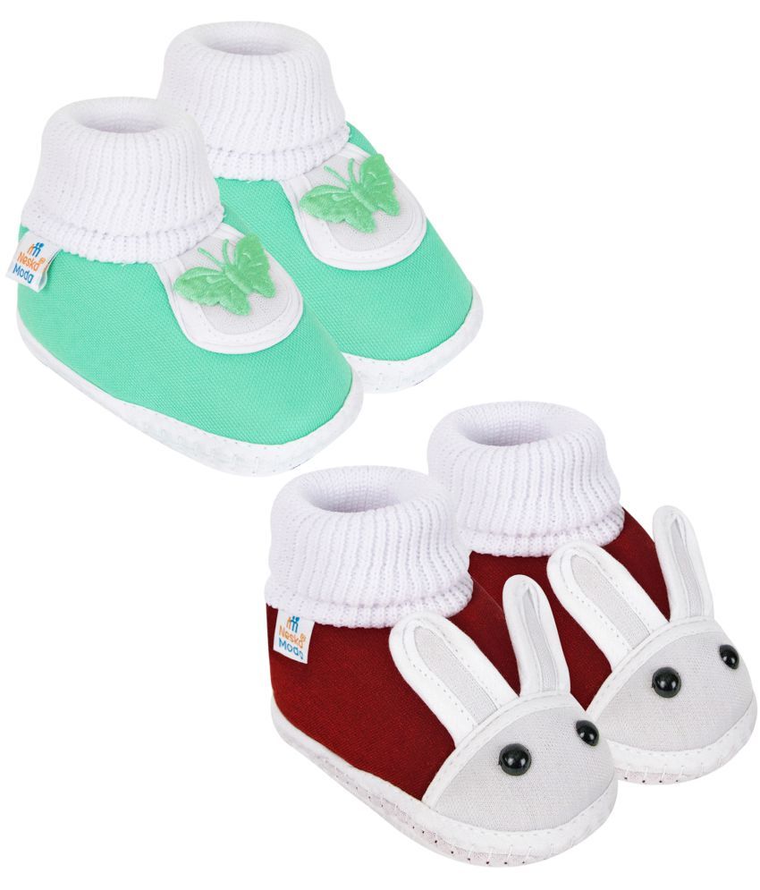     			Neska Moda - Maroon Booties For Baby Boy & Baby Girl 9-12 Months ( Pack of 2 )