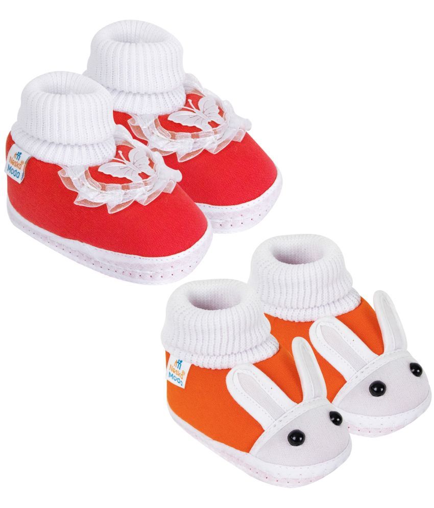     			Neska Moda - Red Booties For Baby Boy & Baby Girl 9-12 Months ( Pack of 2 )