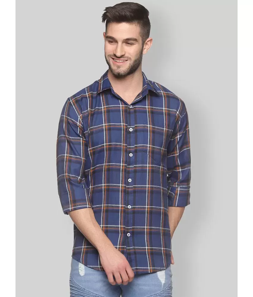 Indian Male Model In Purple Check Shirt And Blue Jeans Stock Photo