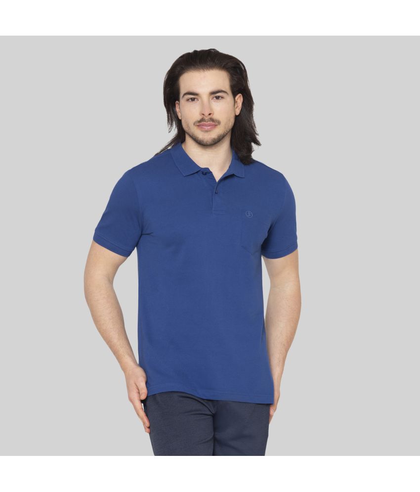     			Bodyactive - Blue Cotton Blend Regular Fit Men's Polo T Shirt ( Pack of 1 )