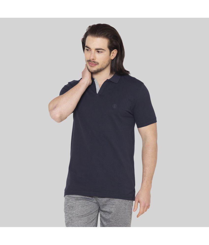     			Bodyactive - Navy Cotton Blend Regular Fit Men's Polo T Shirt ( Pack of 1 )