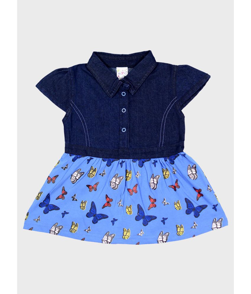     			Me N My CLOSET - Blue 100% Cotton Baby Girl Frock ( Pack of 1 )