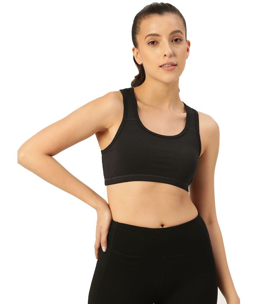     			Leading Lady - Black Cotton Blend Non Padded Women's Sports Bra ( Pack of 1 )