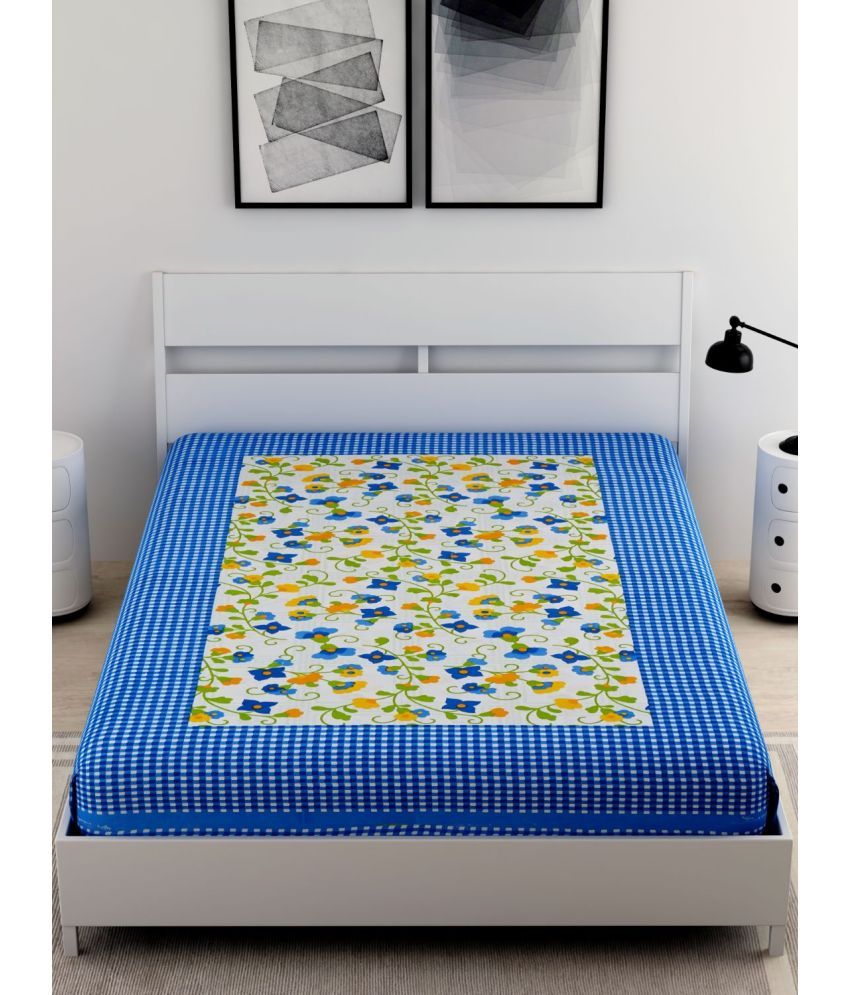     			Uniqchoice - Blue 100% Cotton Single Bedsheet