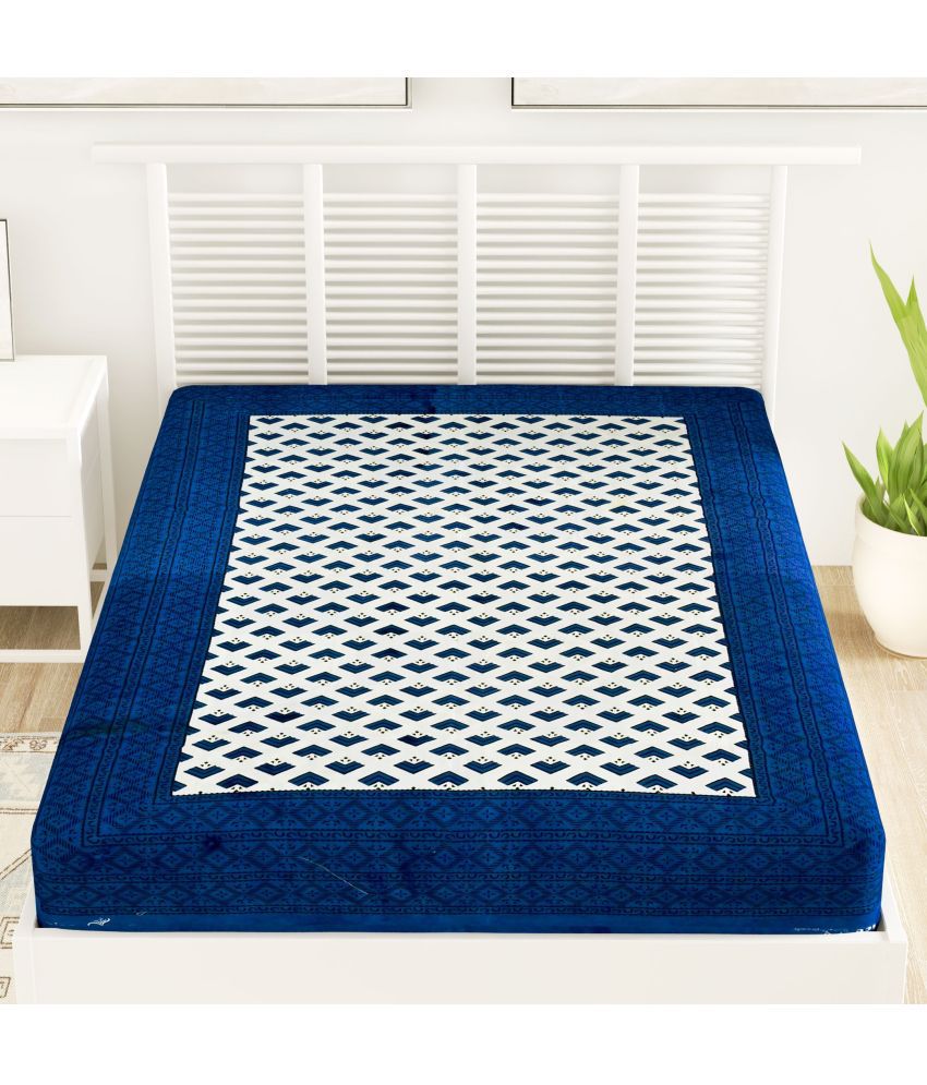     			Uniqchoice - Blue 100% Cotton Single Bedsheet