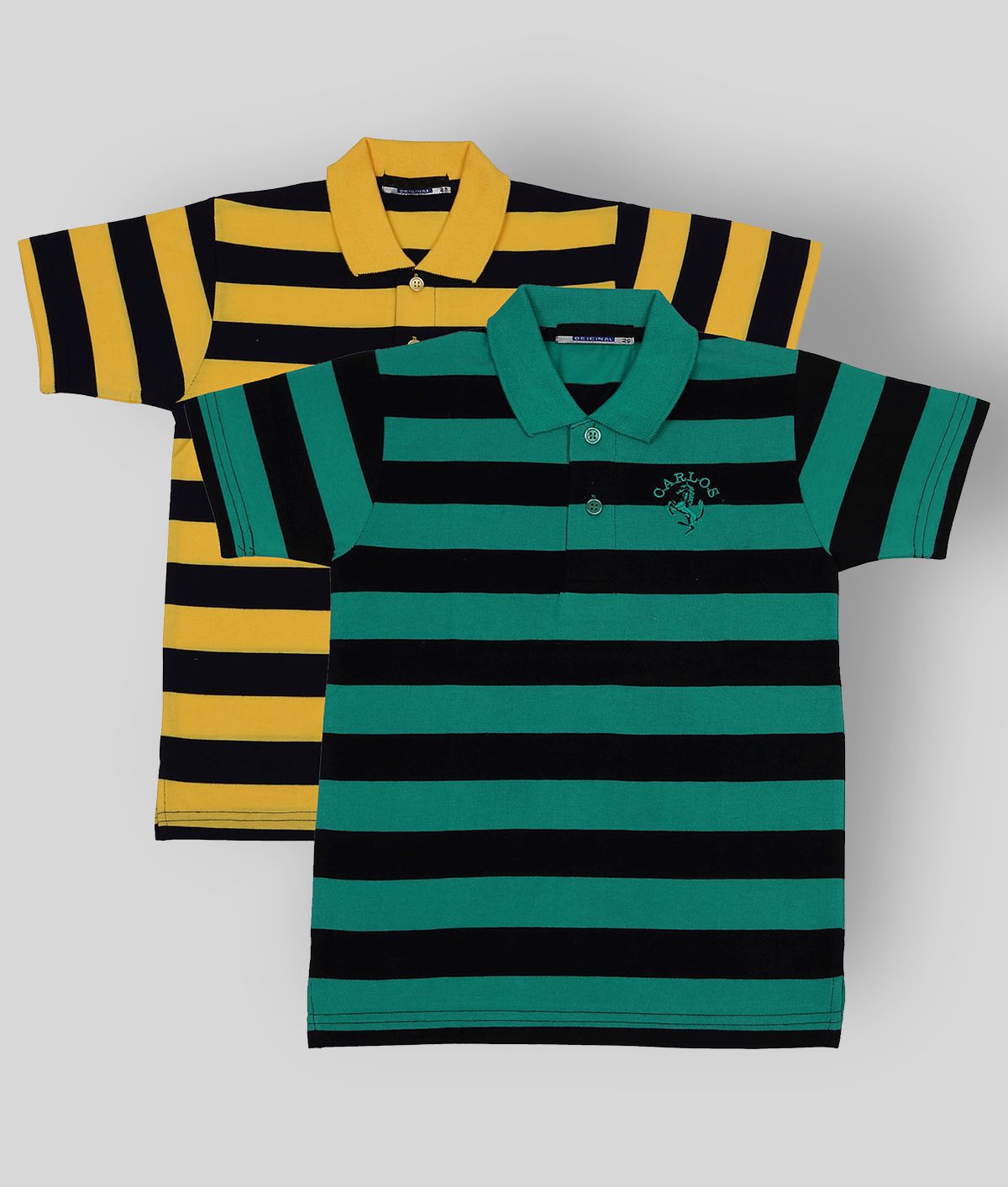 NEUVIN - Multicolor Cotton Blend Boy's Polo T-Shirt ( Pack of 2 )