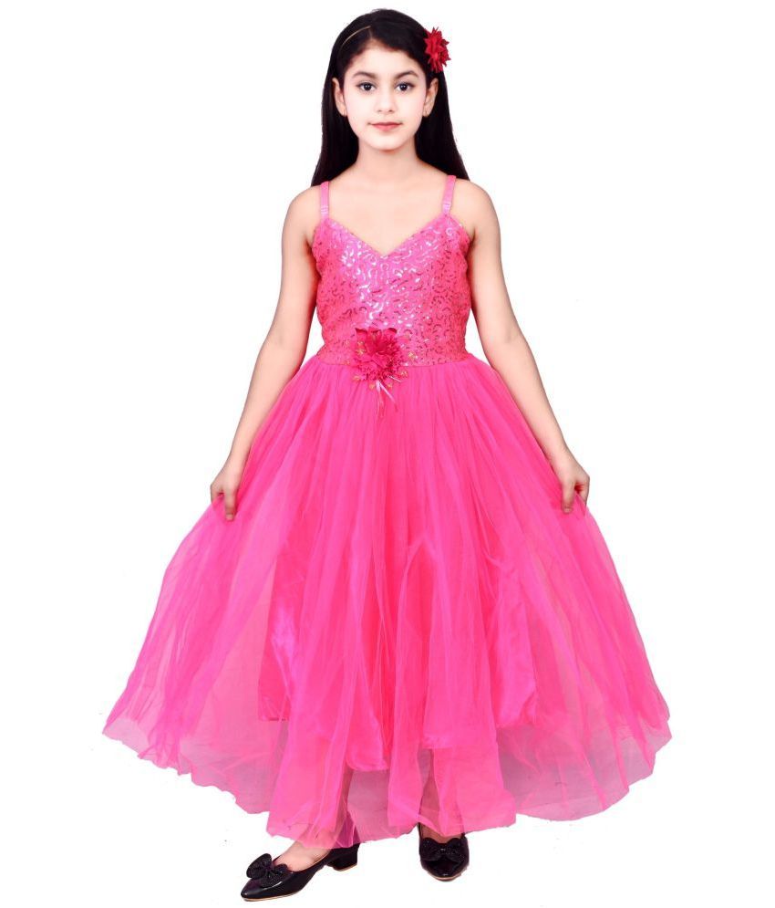     			Cherry Tree - Pink Net Girls Fit And Flare Dress ( Pack of 1 )