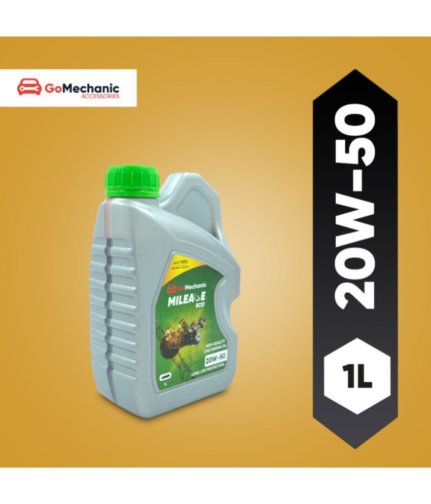 GoMechanic Mileage Eco 20W 50 API-SF/CD High Performance Longer Protection Premium CNG Engine Oil For CNG Passenger & Commercial Cars, 1L