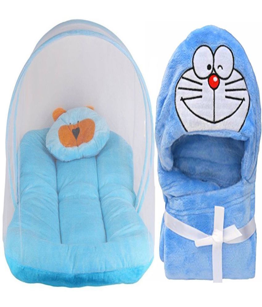     			New Born Pack of Baby Bedding With Mosquito Net Cum Baby Bed Set Matress With Pillow And Baby Sleeping Bag For Baby Boy And Baby Girl (1-4 Months) Pack of 2