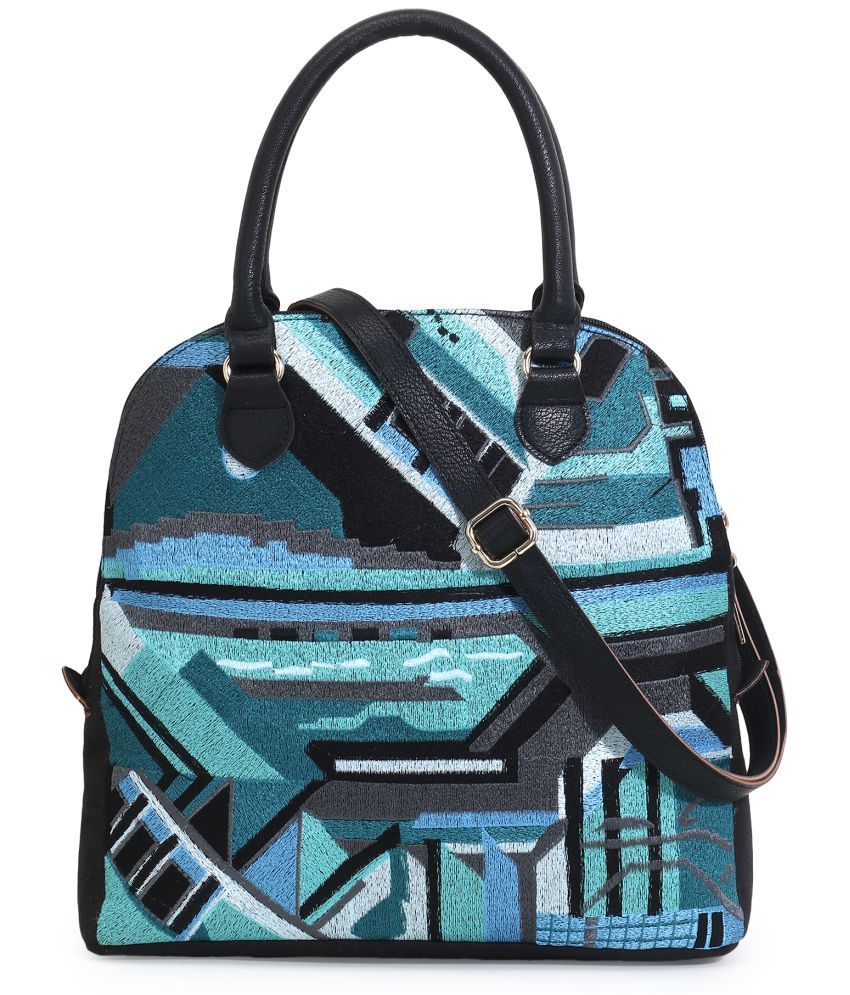     			Anekaant Turquoise Canvas Tote Bag