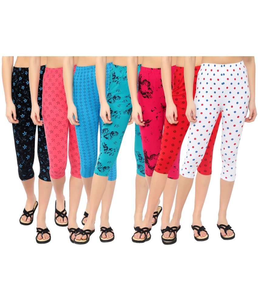     			Diaz Multi Cotton Lycra Printed Capri - Pack of 7