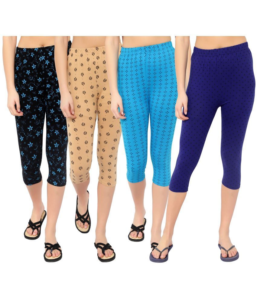     			Diaz Multi Cotton Lycra Printed Capri - Pack of 4