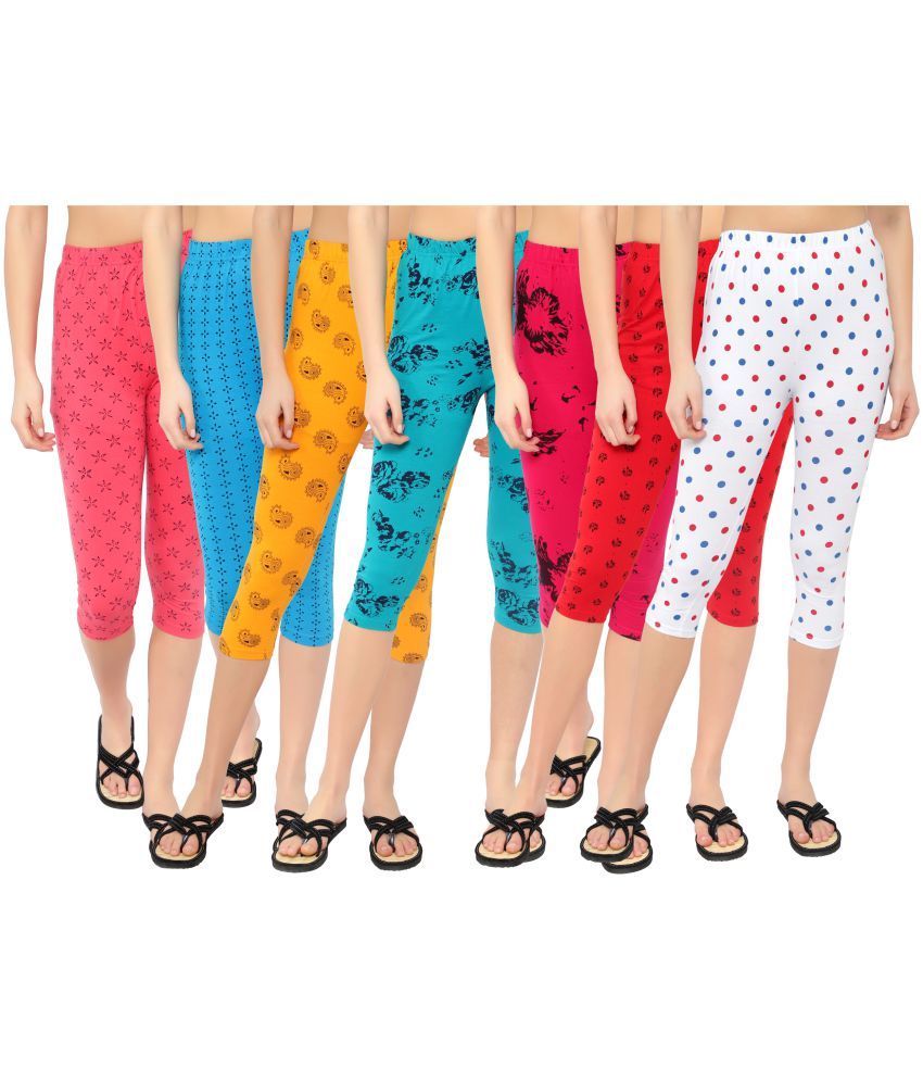     			Diaz Multi Cotton Lycra Printed Capri - Pack of 7