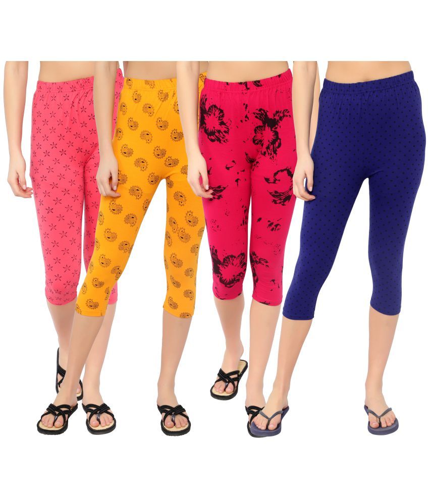     			Diaz Multi Cotton Lycra Printed Capri - Pack of 4