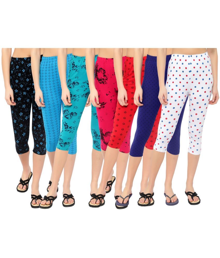     			Diaz Multi Cotton Lycra Printed Capri - Pack of 7