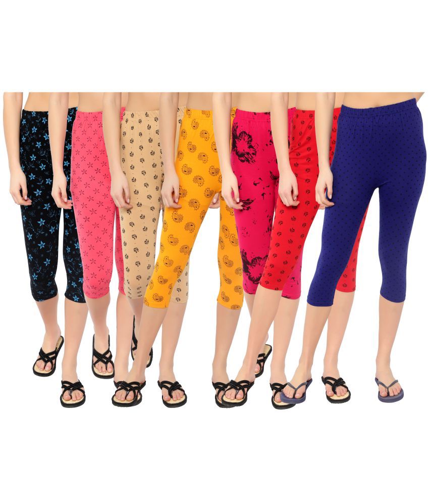     			Diaz Multi Cotton Lycra Printed Capri - Pack of 7