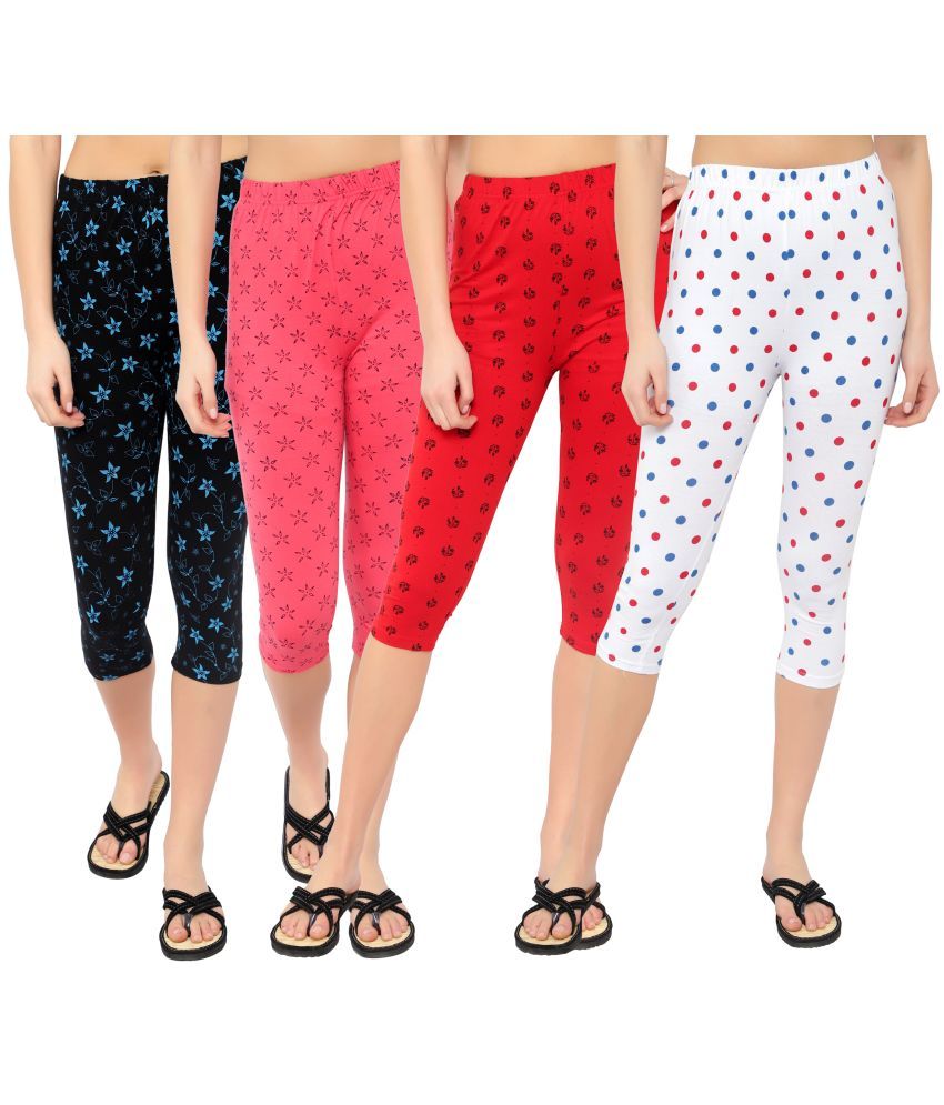     			Diaz Multi Cotton Lycra Printed Capri - Pack of 4