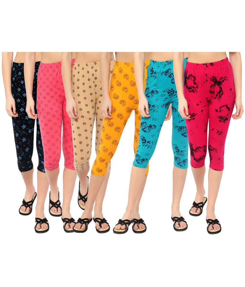     			Diaz Multi Cotton Lycra Printed Capri - Pack of 6