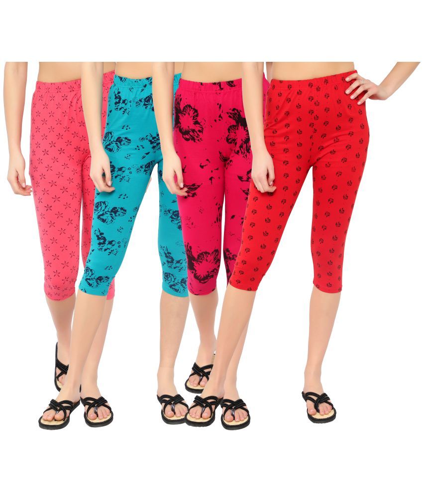     			Diaz Multi Cotton Lycra Printed Capri - Pack of 4