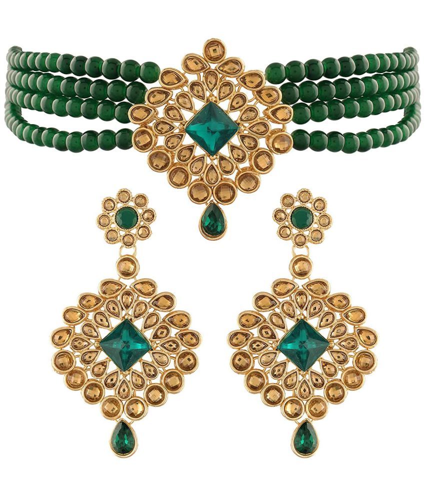     			I Jewels - Alloy Green Necklace Set ( Pack of 1 )