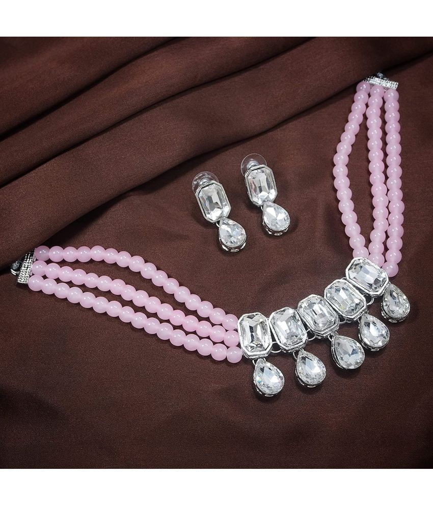     			I Jewels - Alloy Pink Necklace Set ( Pack of 1 )