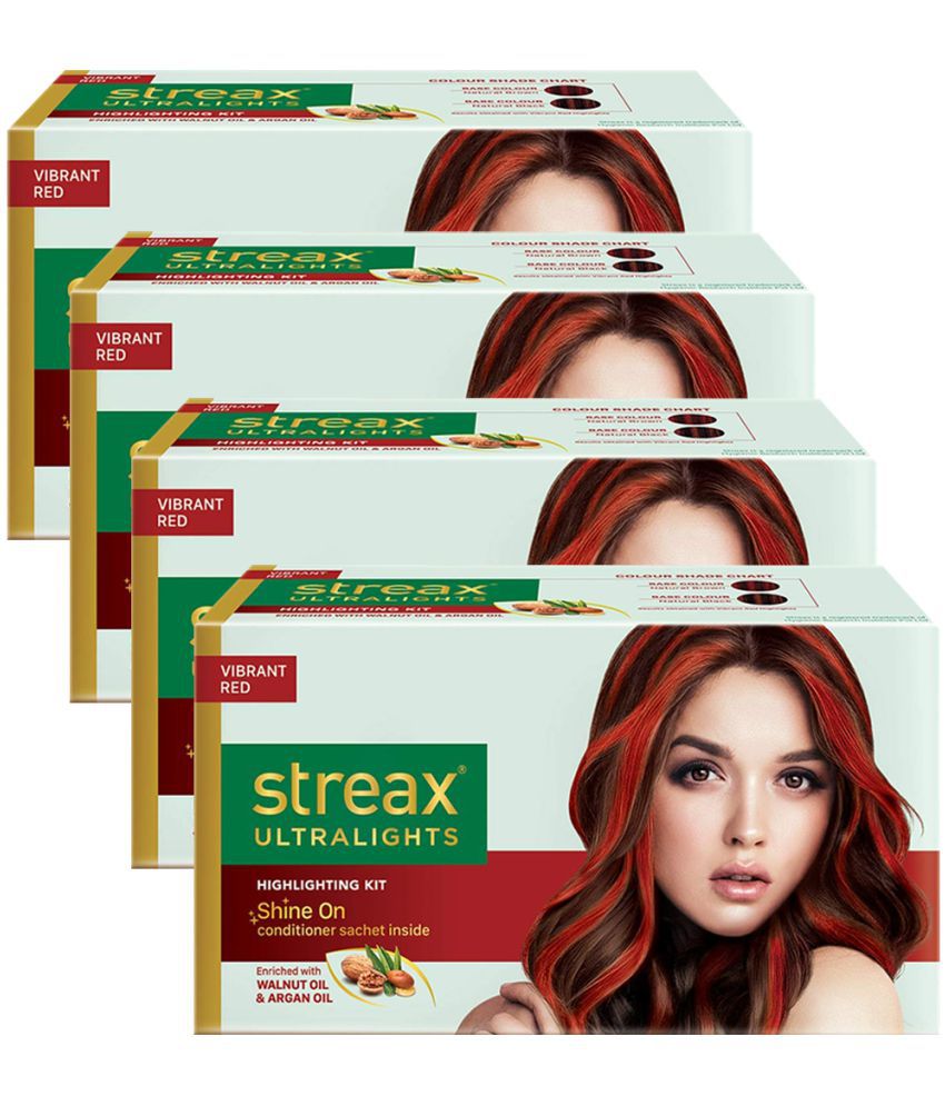 Streax Ultralights Semi Permanent Hair Color Red Vibrant 60 mL Pack of 4