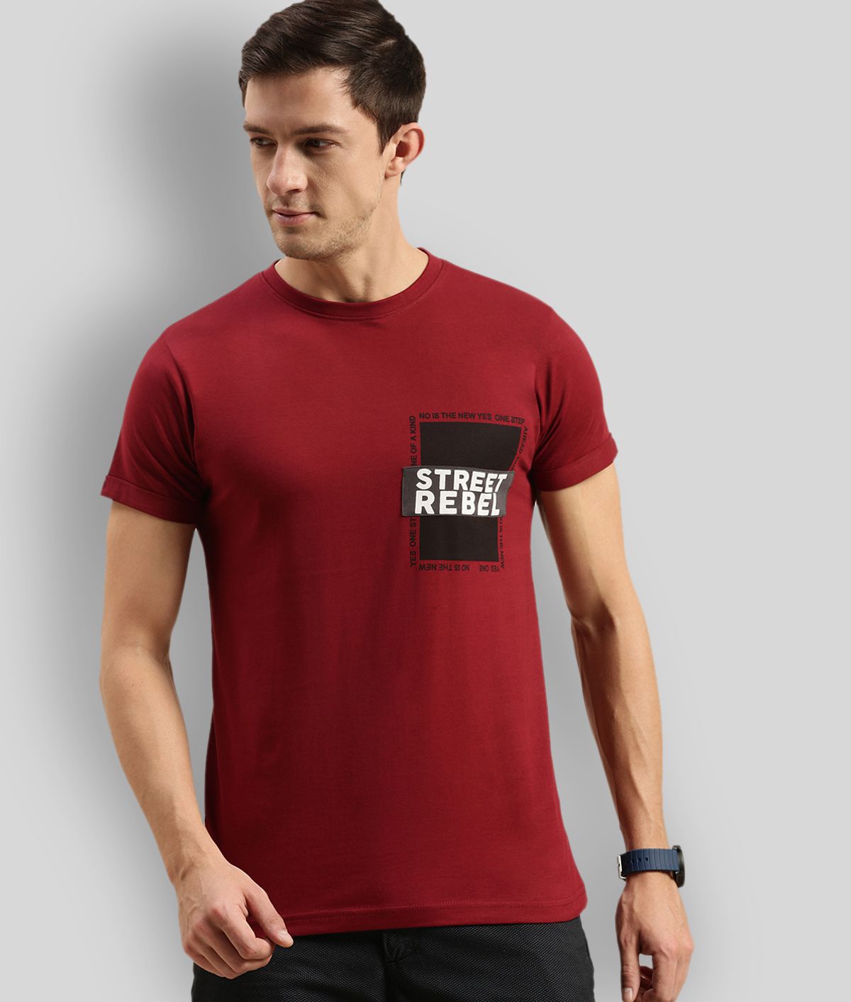     			Difference of Opinion - Maroon Cotton Regular Fit Men's T-Shirt ( Pack of 1 )