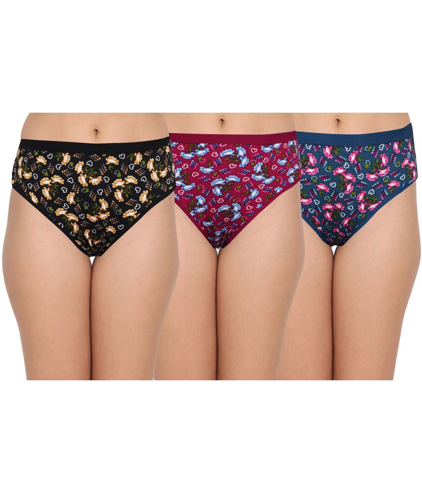     			Elina Pack of 3 Cotton Printed Women's Briefs ( Multi Color )