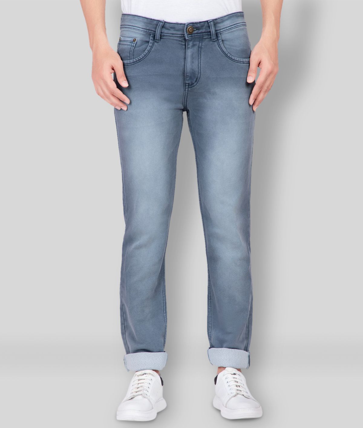 HJ HASASI - Grey 100% Cotton Regular Fit Men's Jeans ( Pack of 1 )
