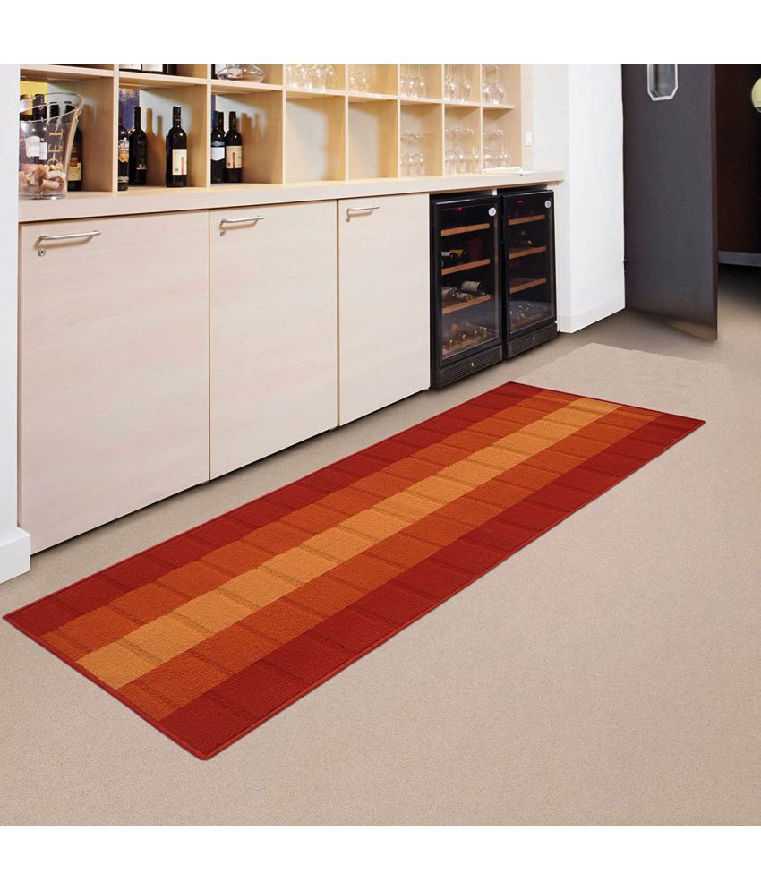     			Status Orange Polypropylene Carpet Abstract 2x5 Ft