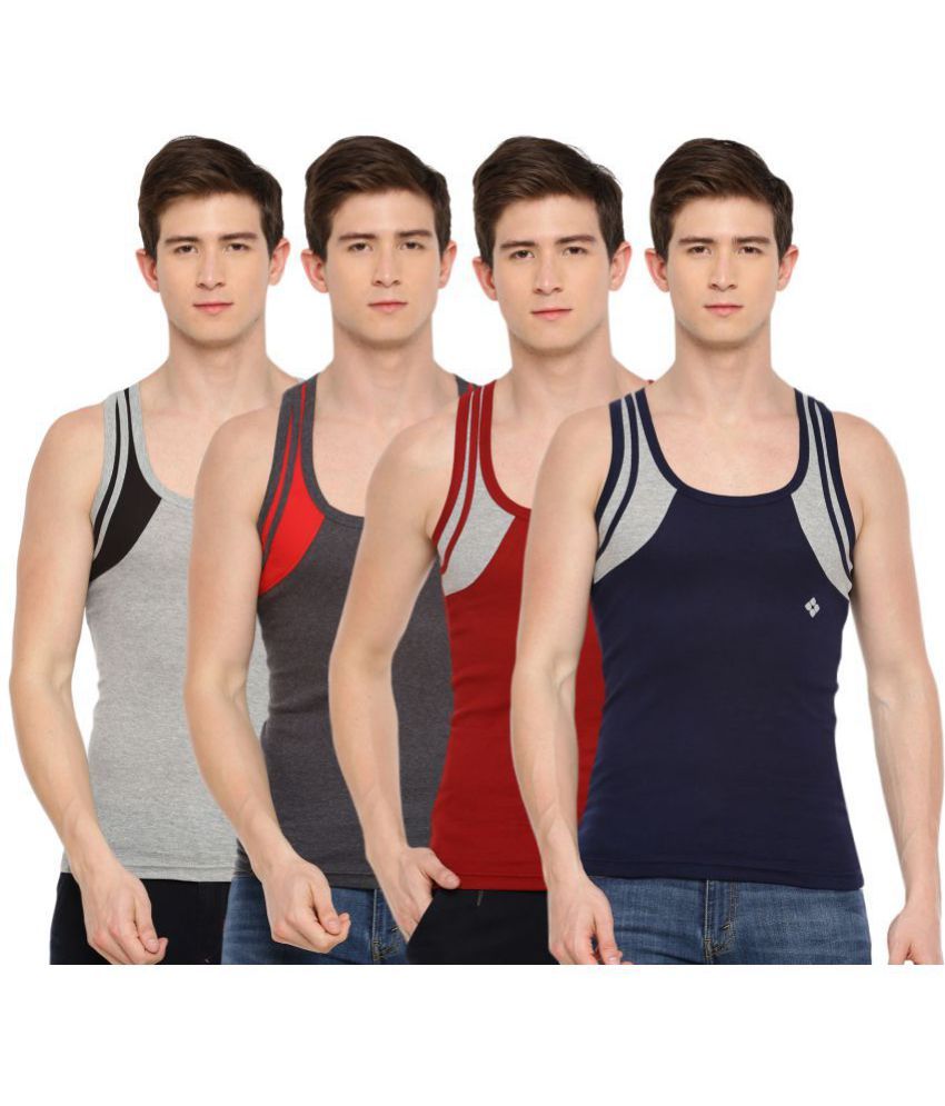     			Pack of 4 Dollar Bigboss Assorted Colorblock Cotton Blend Men Vest