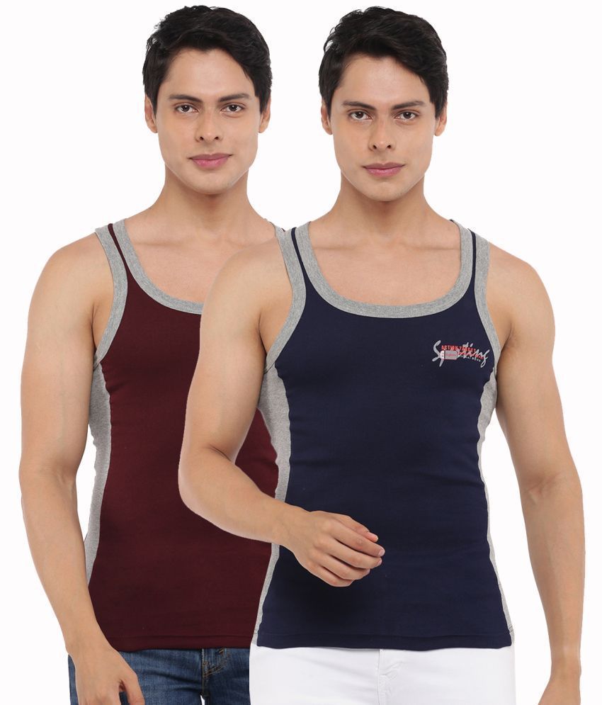     			Pack of 2 Dollar Bigboss Assorted Colorblock Cotton Blend Men Vest