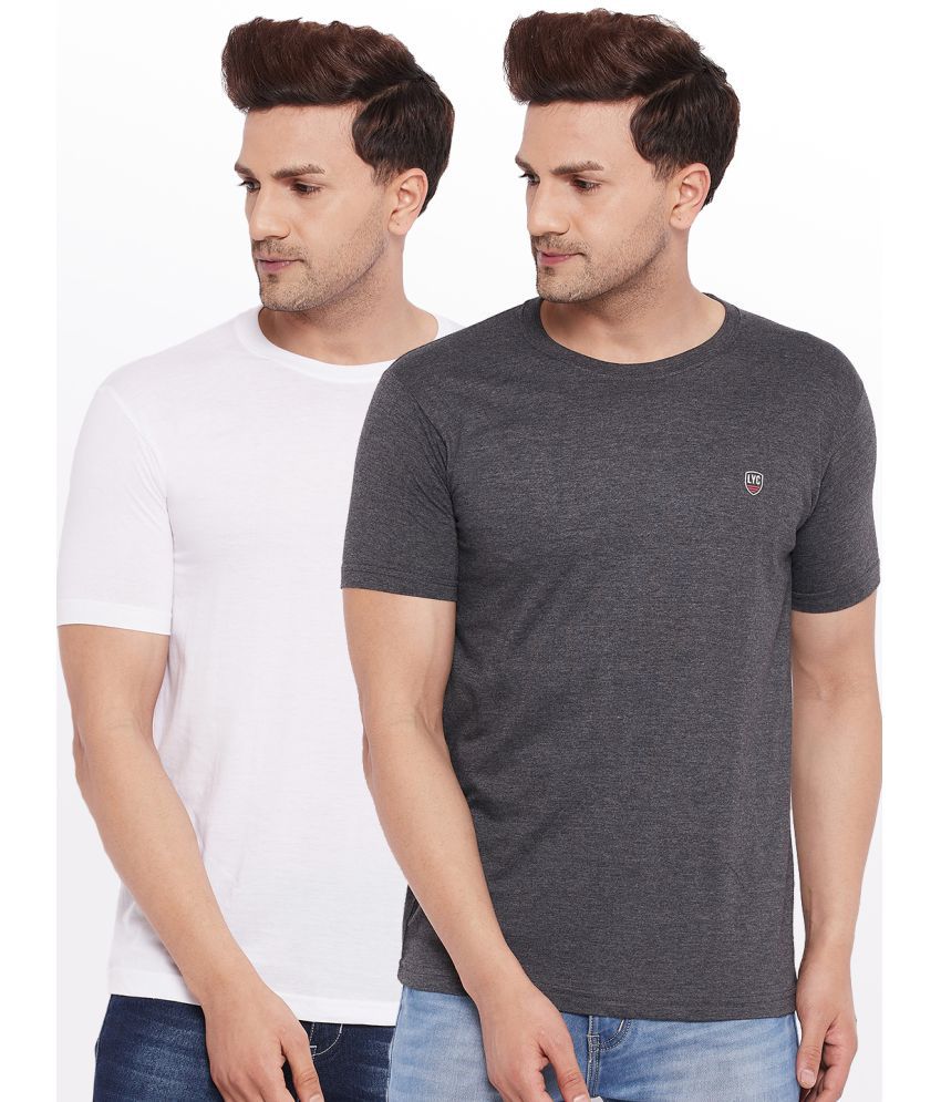     			Lycos - Cotton Blend Regular Fit Charcoal Grey Men's T-Shirt ( Pack of 2 )